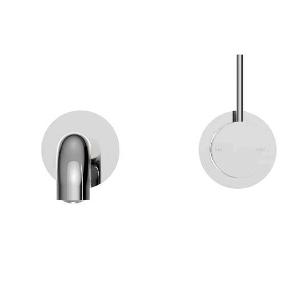MECCA WALL BASIN/BATH MIXER SEPARATE BACK PLATE HANDLE UP 120MM CHROME