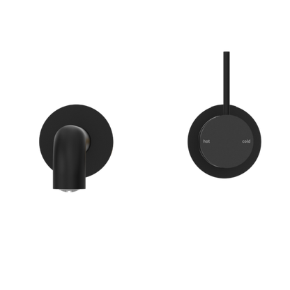 MECCA WALL BASIN/BATH MIXER SEPARATE BACK PLATE HANDLE UP 120MM MATTE BLACK
