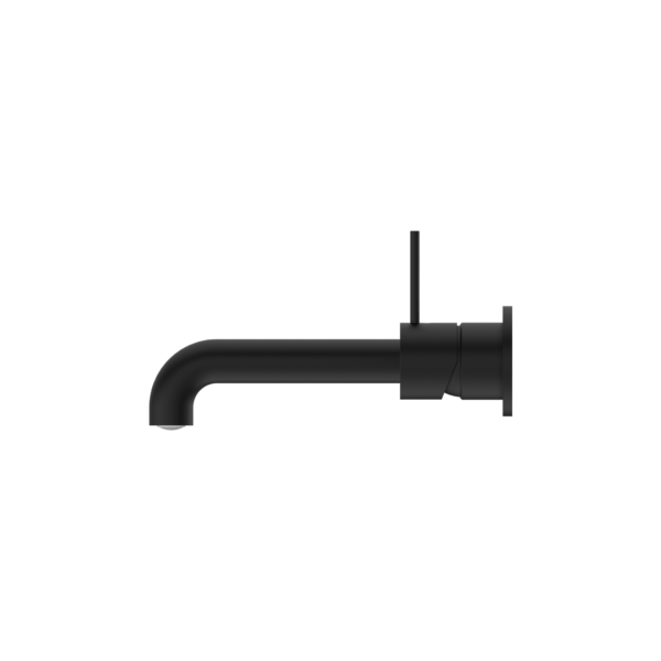 MECCA WALL BASIN/BATH MIXER SEPARATE BACK PLATE HANDLE UP 260MM MATTE BLACK