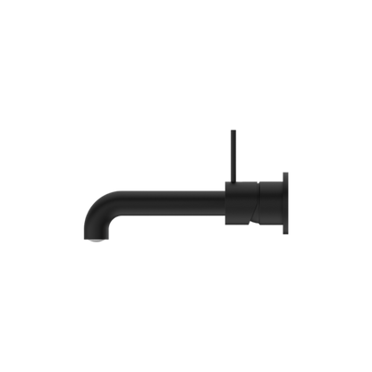 MECCA WALL BASIN/BATH MIXER SEPARATE BACK PLATE HANDLE UP 260MM MATTE BLACK