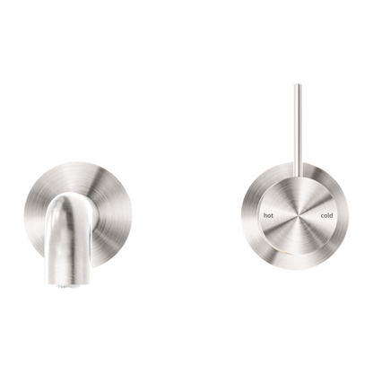 MECCA WALL BASIN/BATH MIXER SEPARATE BACK PLATE HANDLE UP 120MM BRUSHED NICKEL