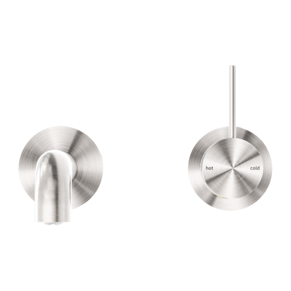 MECCA WALL BASIN/BATH MIXER SEPARATE BACK PLATE HANDLE UP 260MM BRUSHED NICKEL