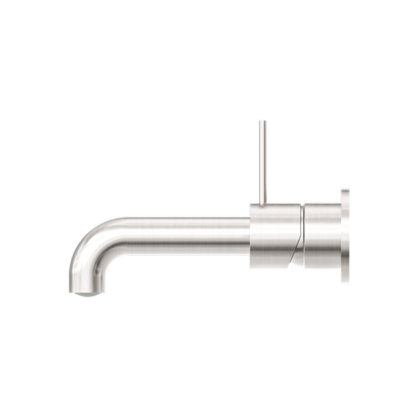 MECCA WALL BASIN/BATH MIXER SEPARATE BACK PLATE HANDLE UP 260MM BRUSHED NICKEL