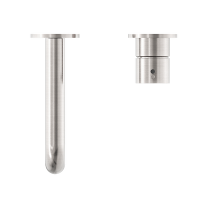 MECCA WALL BASIN/BATH MIXER SEPARATE BACK PLATE HANDLE UP 260MM BRUSHED NICKEL