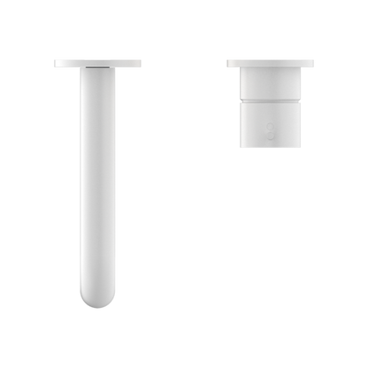 MECCA WALL BASIN/BATH MIXER SEPARATE BACK PLATE HANDLE UP 260MM MATTE WHITE