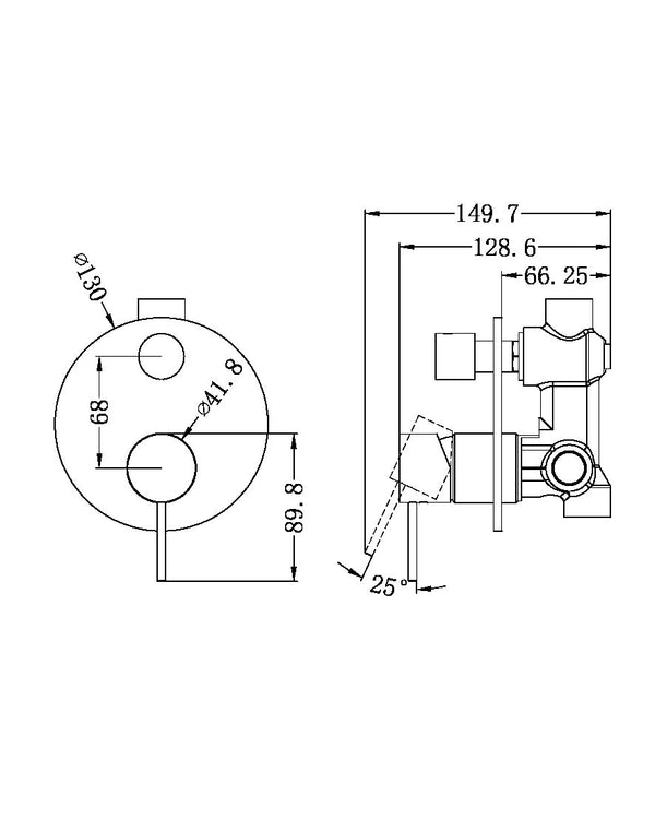 MECCA SHOWER MIXER WITH DIVERTOR BRUSHED NICKEL