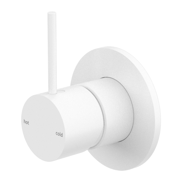 MECCA SHOWER MIXER HANDLE UP 80MM PLATE MATTE WHITE