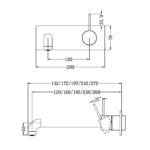 MECCA WALL BASIN/BATH MIXER HANDLE UP 185MM TRIM KITS ONLY BRUSHED NICKEL