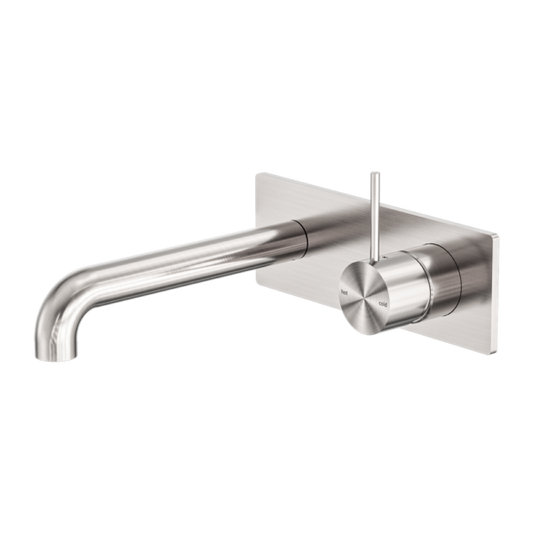 MECCA WALL BASIN/BATH MIXER HANDLE UP 260MM BRUSHED NICKEL