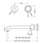MECCA WALL BASIN/BATH MIXER SEPARETE BACK PLATE 185MM MATTE BLACK