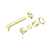MECCA WALL BASIN/BATH MIXER SEPARETE BACK PLATE 160MM TRIM KITS ONLY BRUSHED GOLD