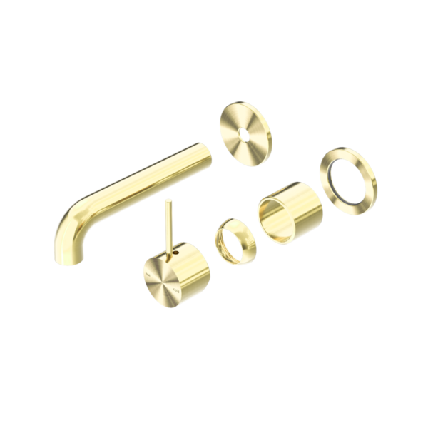 MECCA WALL BASIN/BATH MIXER SEPARATE BACK PLATE HANDLE UP 120MM TRIM KITS ONLY BRUSHED GOLD