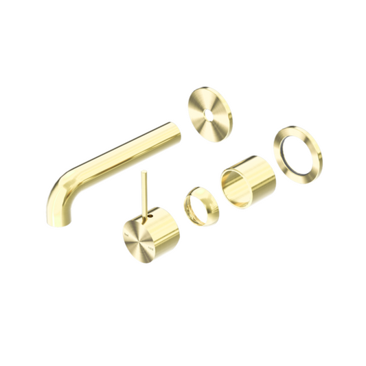 MECCA WALL BASIN/BATH MIXER SEPARATE BACK PLATE HANDLE UP 120MM TRIM KITS ONLY BRUSHED GOLD