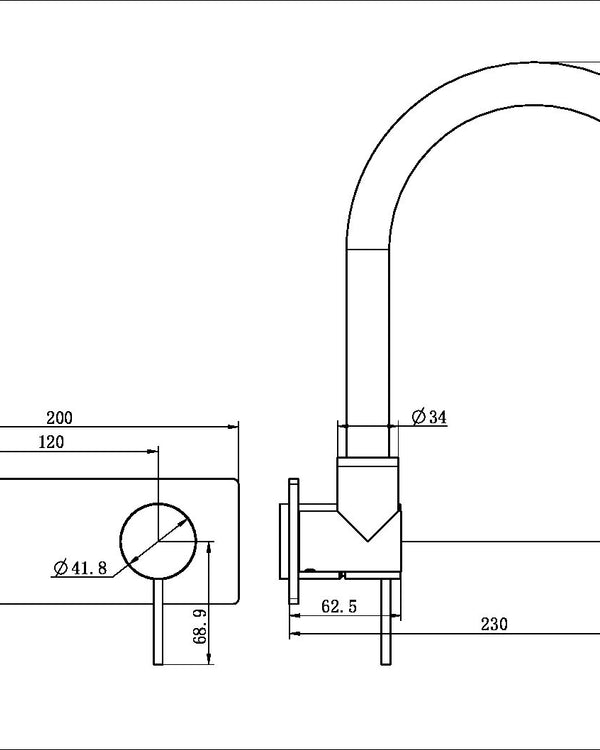 MECCA WALL BASIN/BATH MIXER SWIVEL SPOUT TRIM KITS ONLY MATTE BLACK