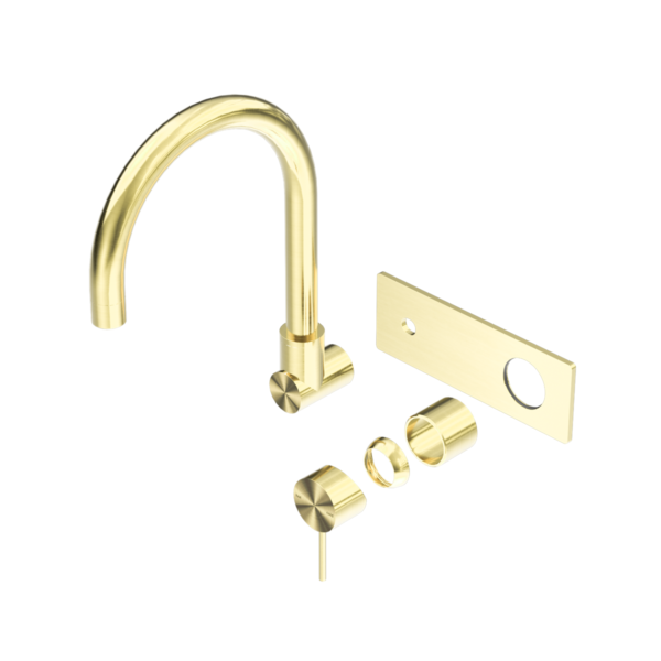 MECCA WALL BASIN/BATH MIXER SWIVEL SPOUT TRIM KITS ONLY BRUSHED GOLD