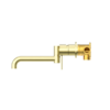 MECCA WALL BASIN/BATH MIXER SWIVEL SPOUT 225MM BRUSHED GOLD