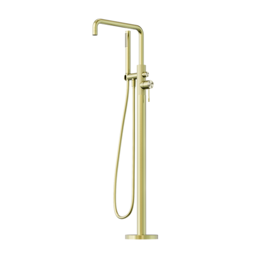 OPAL FREESTANDING BATH MIXER WITH HAND SHOWER BRUSHED GOLD