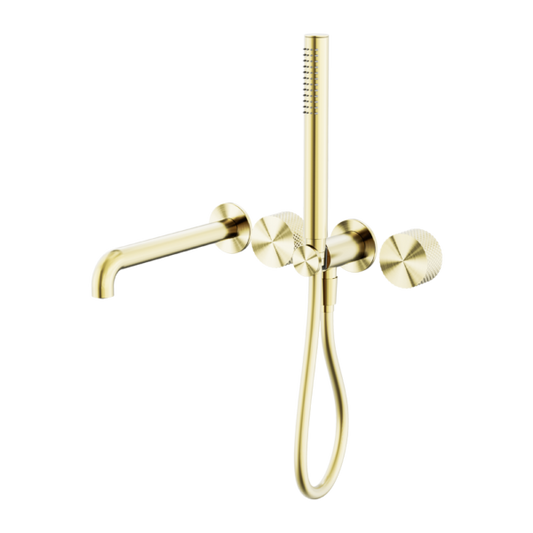 OPAL PROGRESSIVE SHOWER SYSTEM SEPARATE PLATE WITH SPOUT 250MM TRIM KITS ONLY BRUSHED GOLD