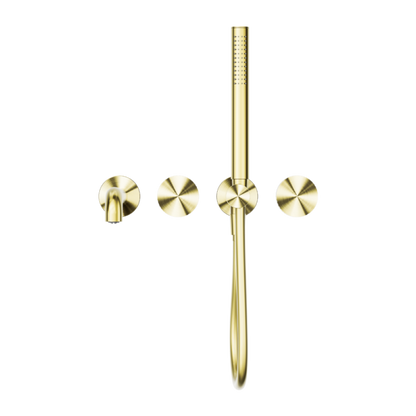 OPAL PROGRESSIVE SHOWER SYSTEM SEPARATE PLATE WITH SPOUT 250MM TRIM KITS ONLY BRUSHED GOLD