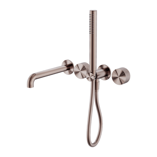OPAL PROGRESSIVE SHOWER SYSTEM SEPARATE PLATE WITH SPOUT 250MM TRIM KITS ONLY BRUSHED BRONZE