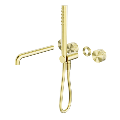 OPAL PROGRESSIVE SHOWER SYSTEM SEPARATE PLATE WITH SPOUT 230MM TRIM KITS ONLY BRUSHED GOLD