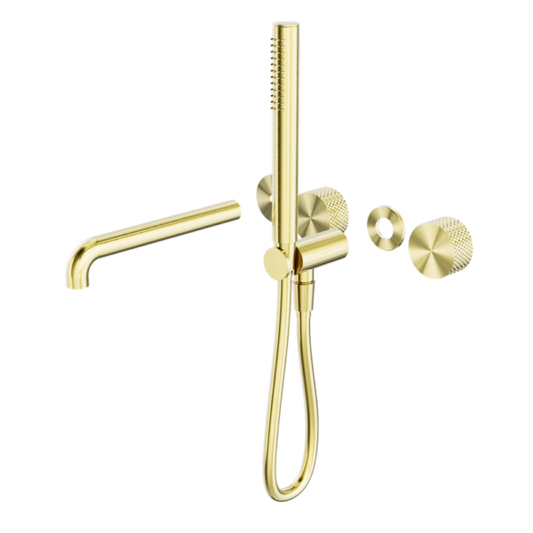 OPAL PROGRESSIVE SHOWER SYSTEM SEPARATE PLATE WITH SPOUT 230MM TRIM KITS ONLY BRUSHED GOLD