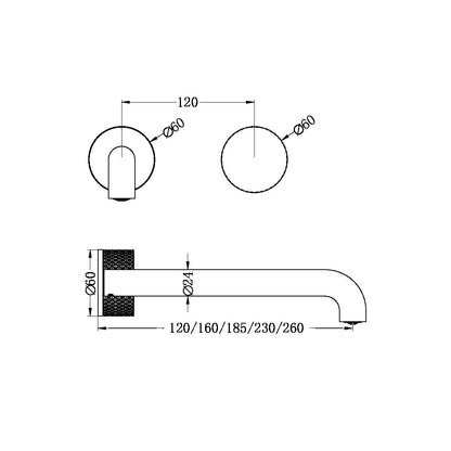 OPAL PROGRESSIVE WALL BASIN/BATH SET 260MM GRAPHITE