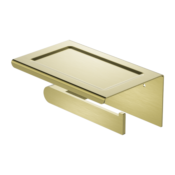 BIANCA TOILET ROLL HOLDER WITH PHONE HOLDER BRUSHED GOLD