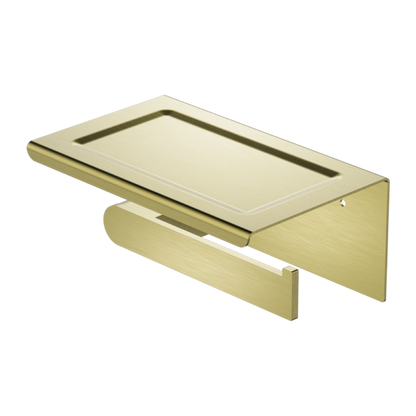 BIANCA TOILET ROLL HOLDER WITH PHONE HOLDER BRUSHED GOLD