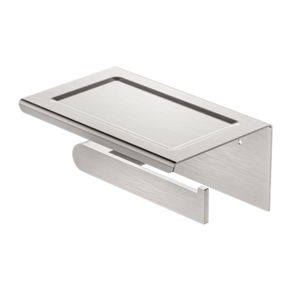 BIANCA TOILET ROLL HOLDER WITH PHONE HOLDER BRUSHED NICKEL