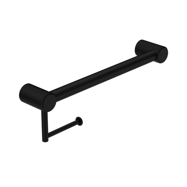 MECCA CARE 32MM GRAB RAIL WITH TOILET ROLL HOLDER 450MM MATTE BLACK
