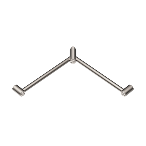 MECCA CARE 32MM WRAP AROUND CORNER GRAB RAIL 600X600MM BRUSHED NICKEL