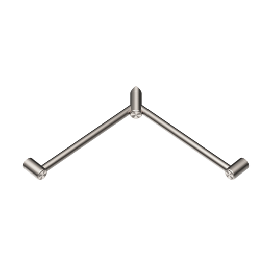 MECCA CARE 32MM WRAP AROUND CORNER GRAB RAIL 600X600MM BRUSHED NICKEL