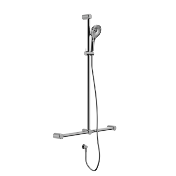 MECCA CARE 32MM T BAR GRAB RAIL AND ADJUSTABLE SHOWER SET 1100X750MM CHROME