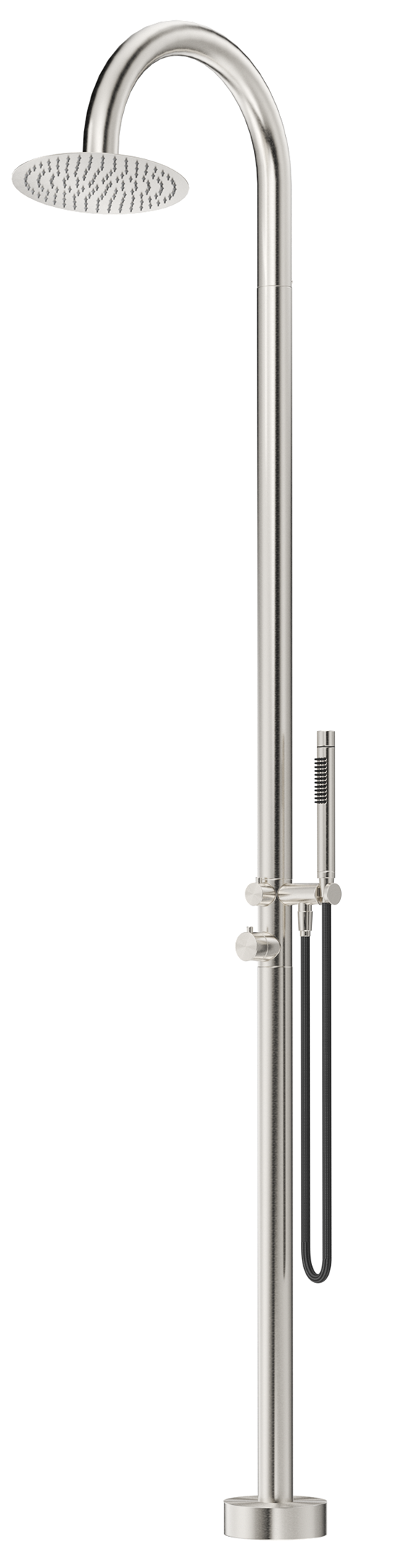 Mica Gooseneck Freestanding Outdoor Shower Brushed Nickel