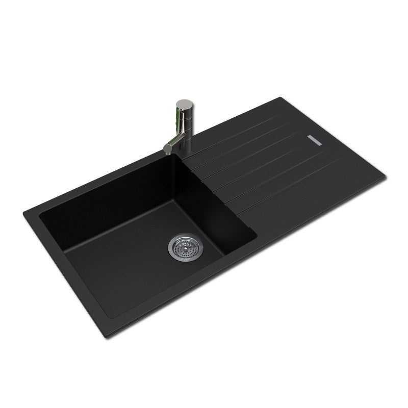 1000x500x200mm Black Arete Single Bowl Kitchen Sink
