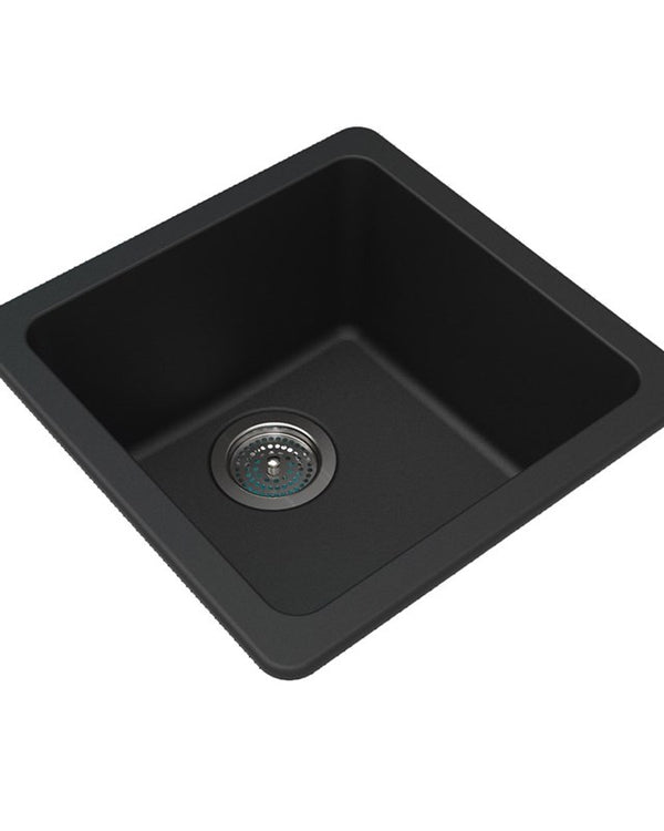 422x422x203mm Black Granite Single Bowl Kitchen Sink