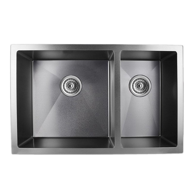 710x450x205mm Dark Grey Stainless Steel 1 & 1/2 Bowl Kitchen Sink