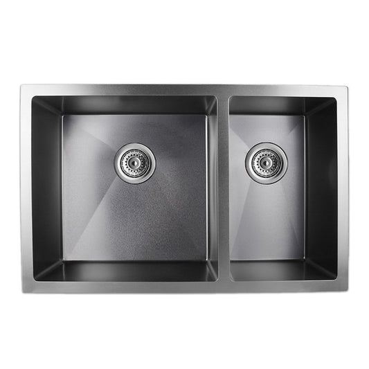 710x450x205mm Dark Grey Stainless Steel 1 & 1/2 Bowl Kitchen Sink