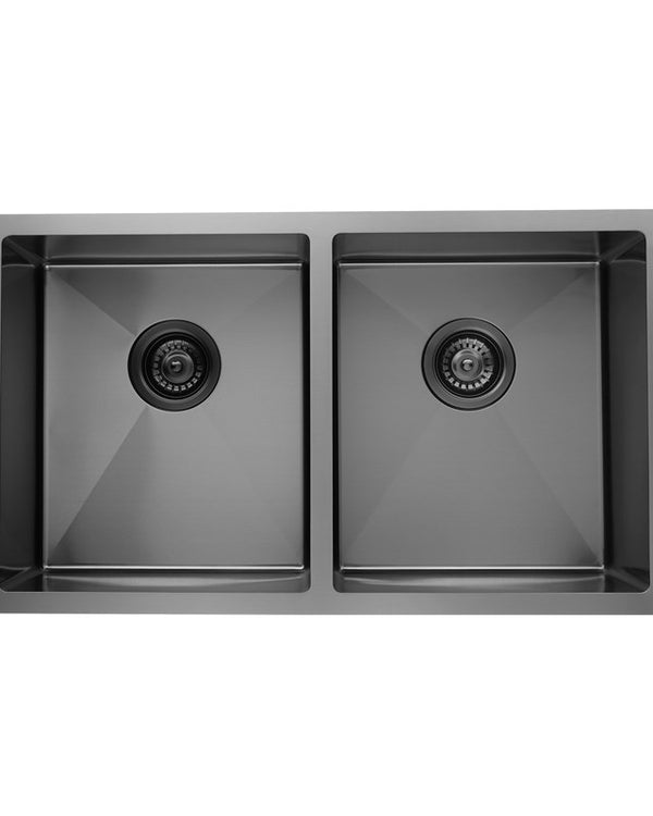 770x450x215mm Gun Metal Grey Stainless Steel Double Bowl Kitchen Sink