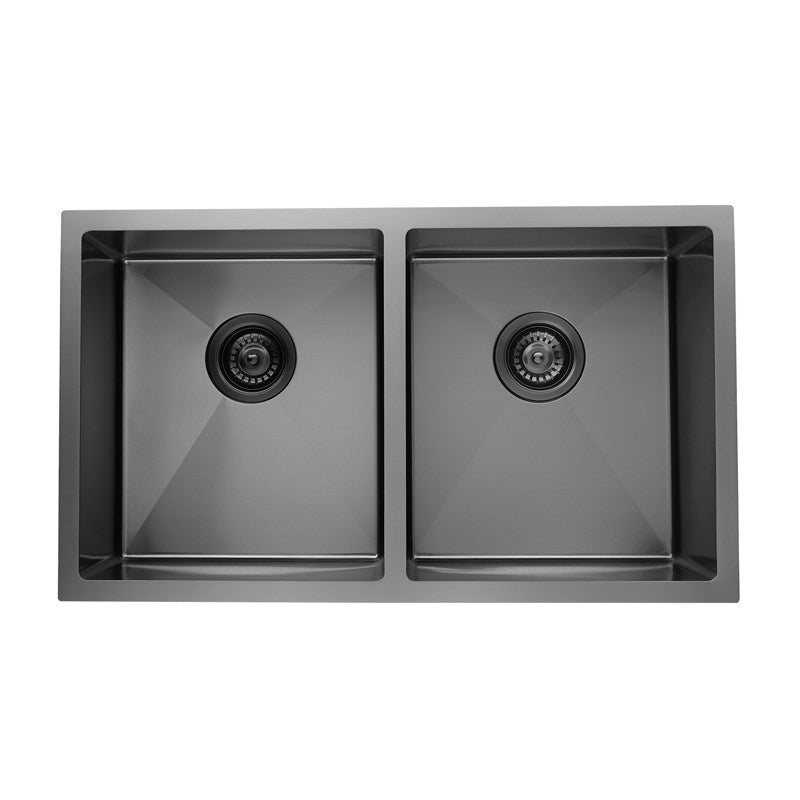 770x450x215mm Gun Metal Grey Stainless Steel Double Bowl Kitchen Sink