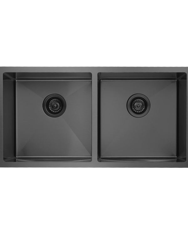 860x440x200mm Gun Metal Grey Stainless Steel Double Bowl Kitchen Sink