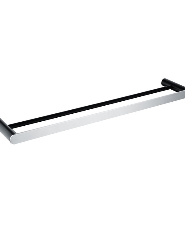 RUSHY - 600mm Black & Chrome Double Towel Rail