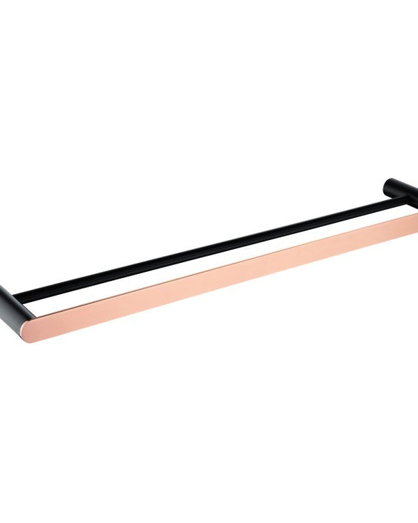 600mm Black & Rose Gold Double Towel Rail