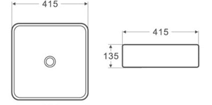 Ultra Slim Gloss White Above counter basin Fine Ceramic 415*415*135mm