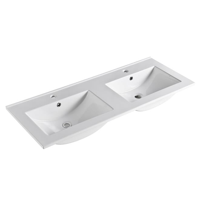 Kirribilli Matte White PVC Double Bowl 1200mm Wall Hung Vanity with Ceramic Top