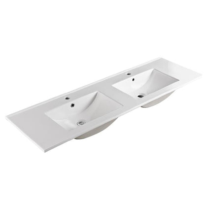 Kirribilli Matte White PVC 1500mm Wall Hung Vanity with Ceramic Top