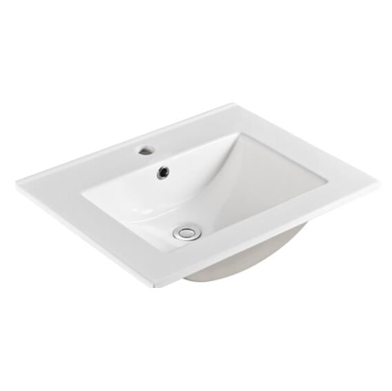 Kirribilli Matte White PVC 600mm Wall Hung Vanity with Ceramic Top