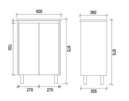 600mm SLIM PVC VANITY