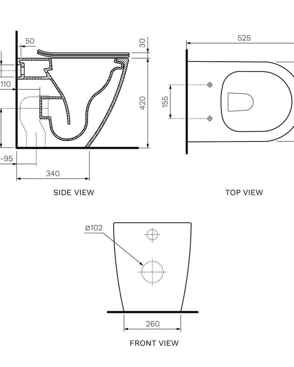 Ellisse Mk II Wall Faced Pan Rimless (Including Soft Close Seat)